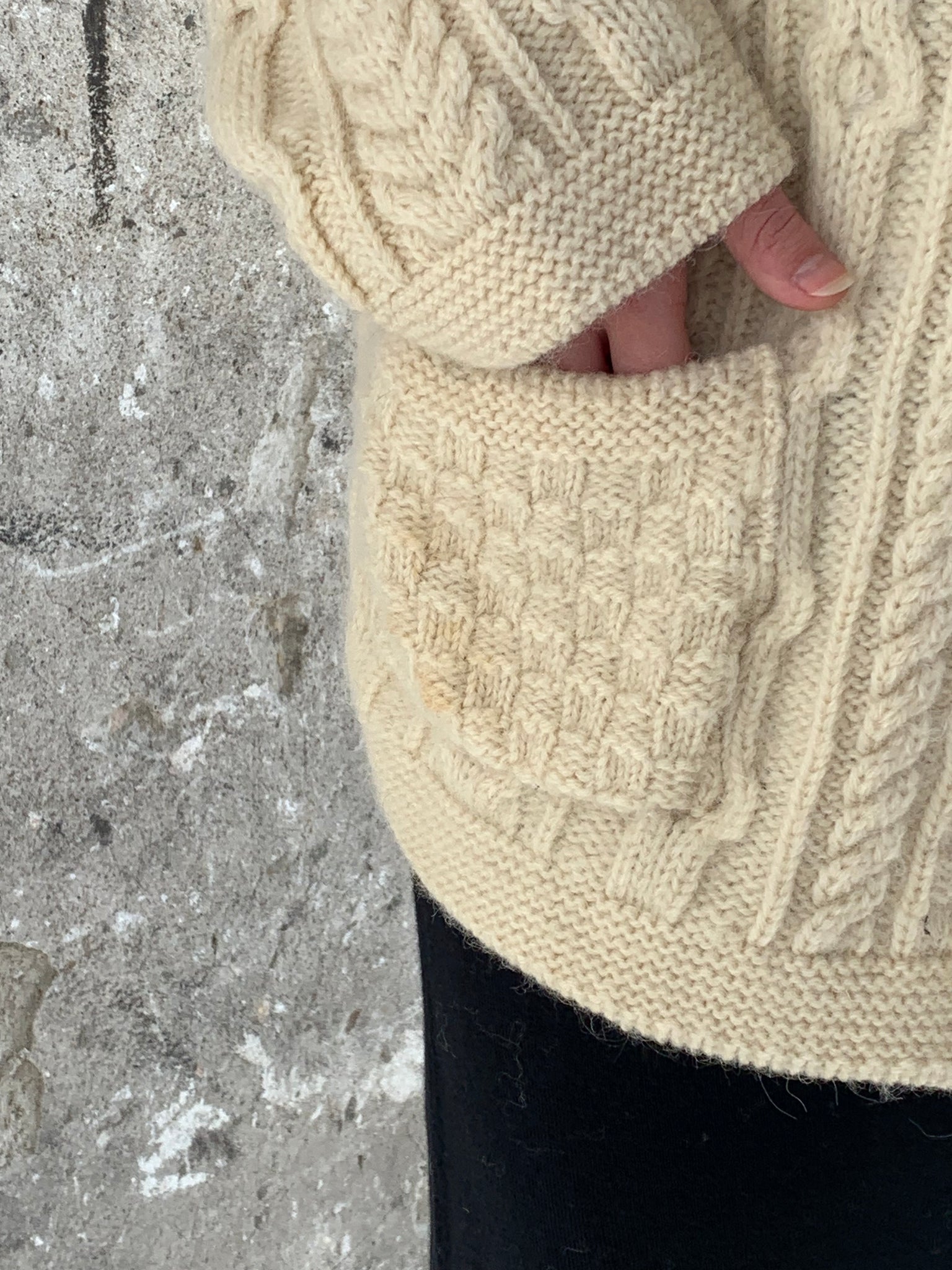 Aran cable knit sweater coat