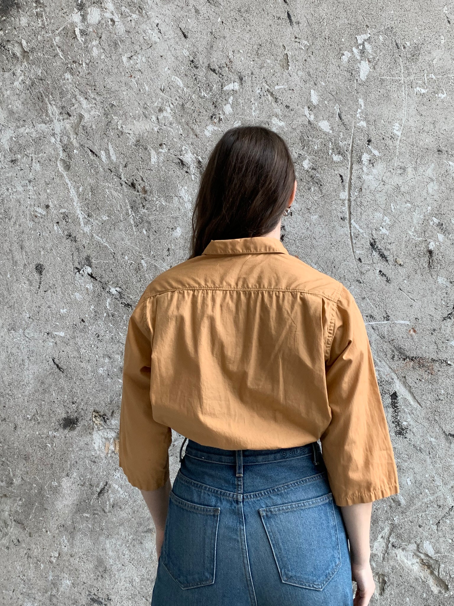 vintage crop button down shirt