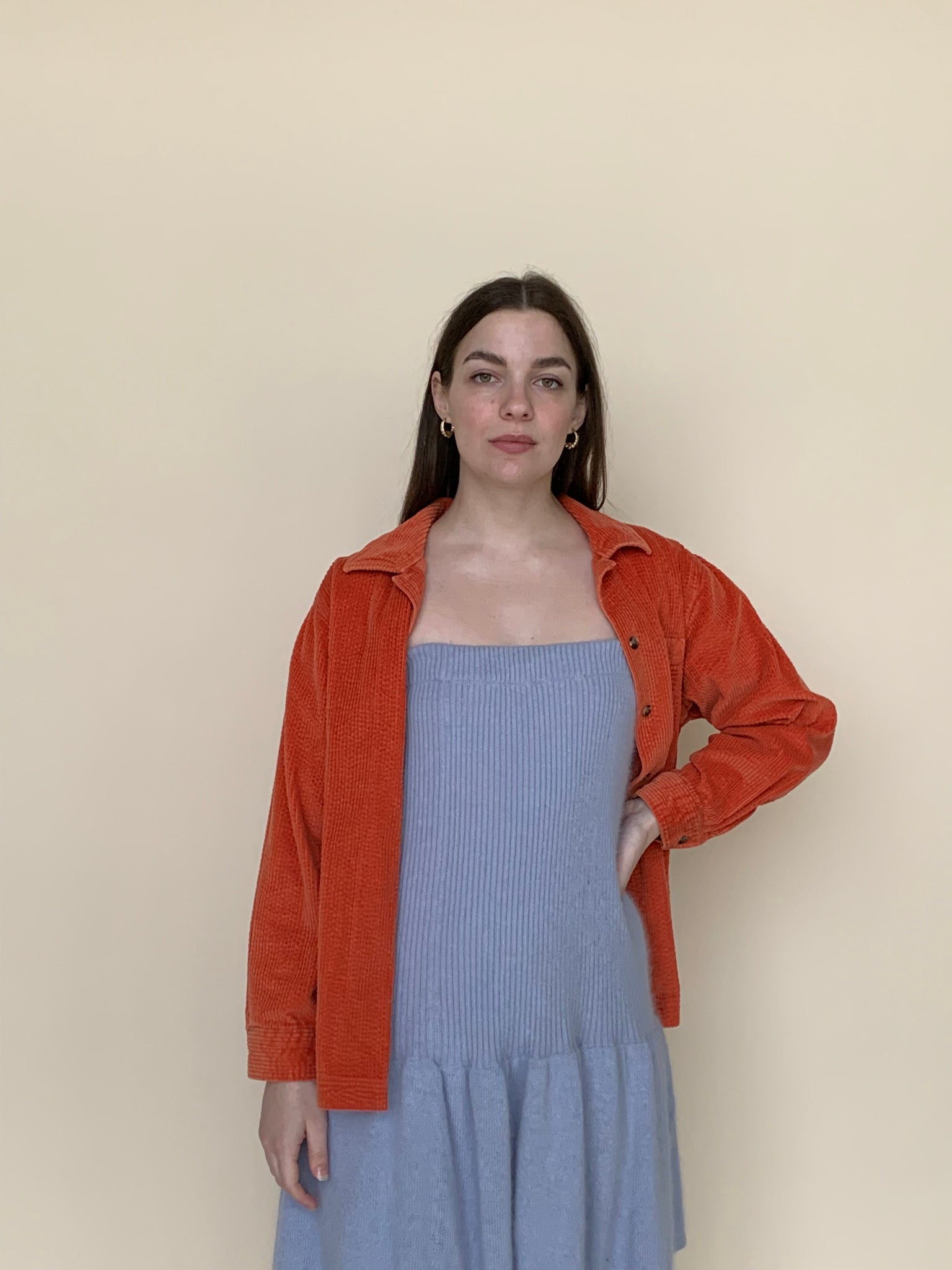 L.L.Bean orange corduroy shirt jacket