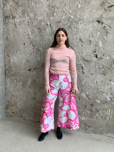 handmade floral wide leg pants