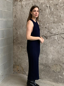 navy knit midi dress