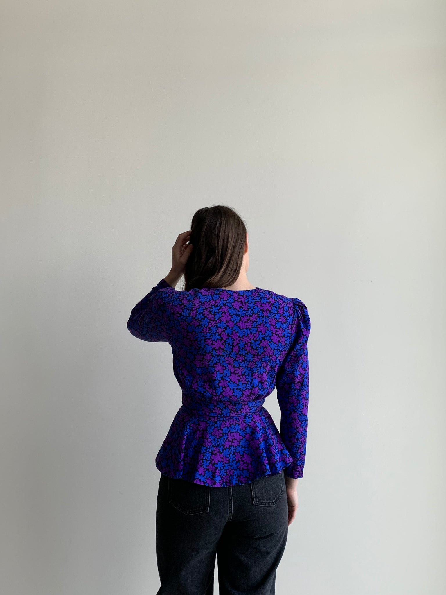 floral silk peplum blouse