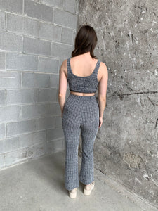 shirred check pant set