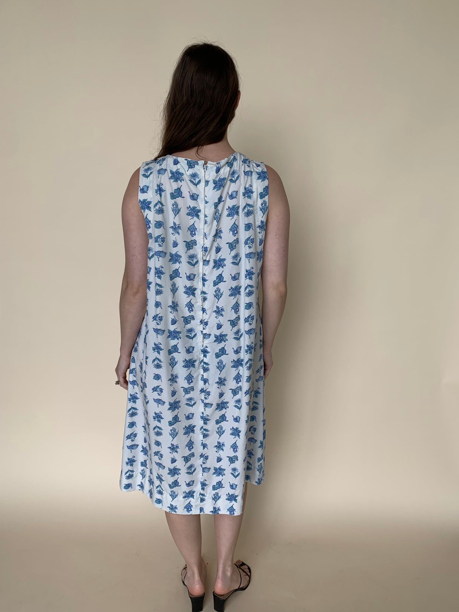 Blueberry print vintage dress