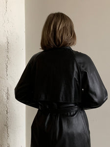 Black leather trench