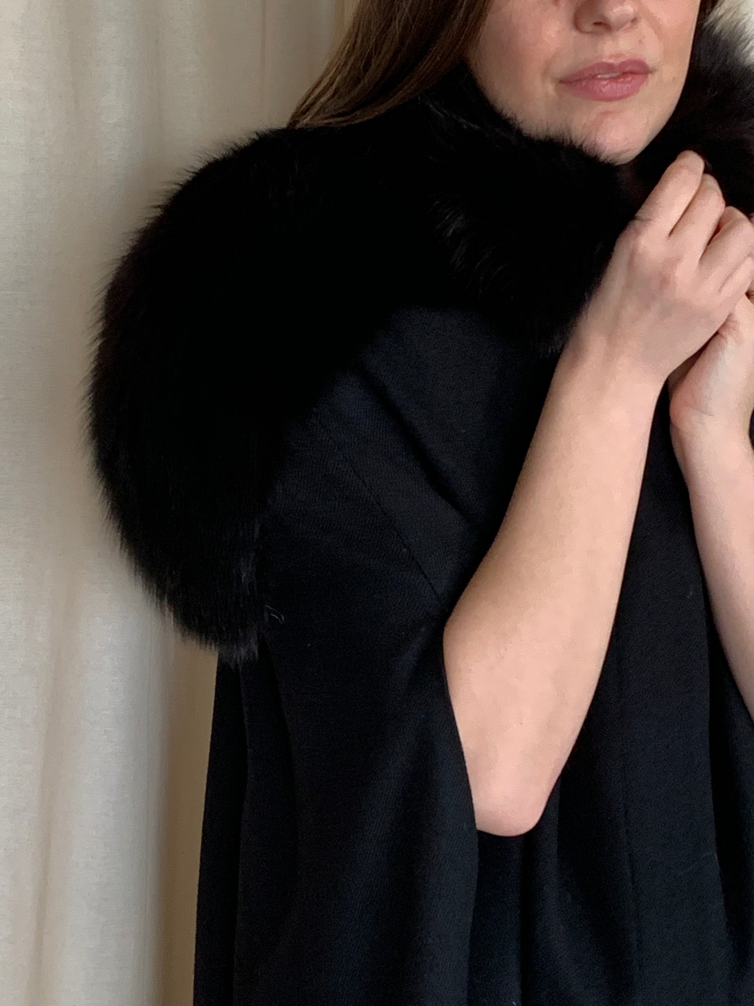 Vintage fur trim cape