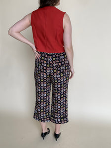 miu miu printed silk capri pants