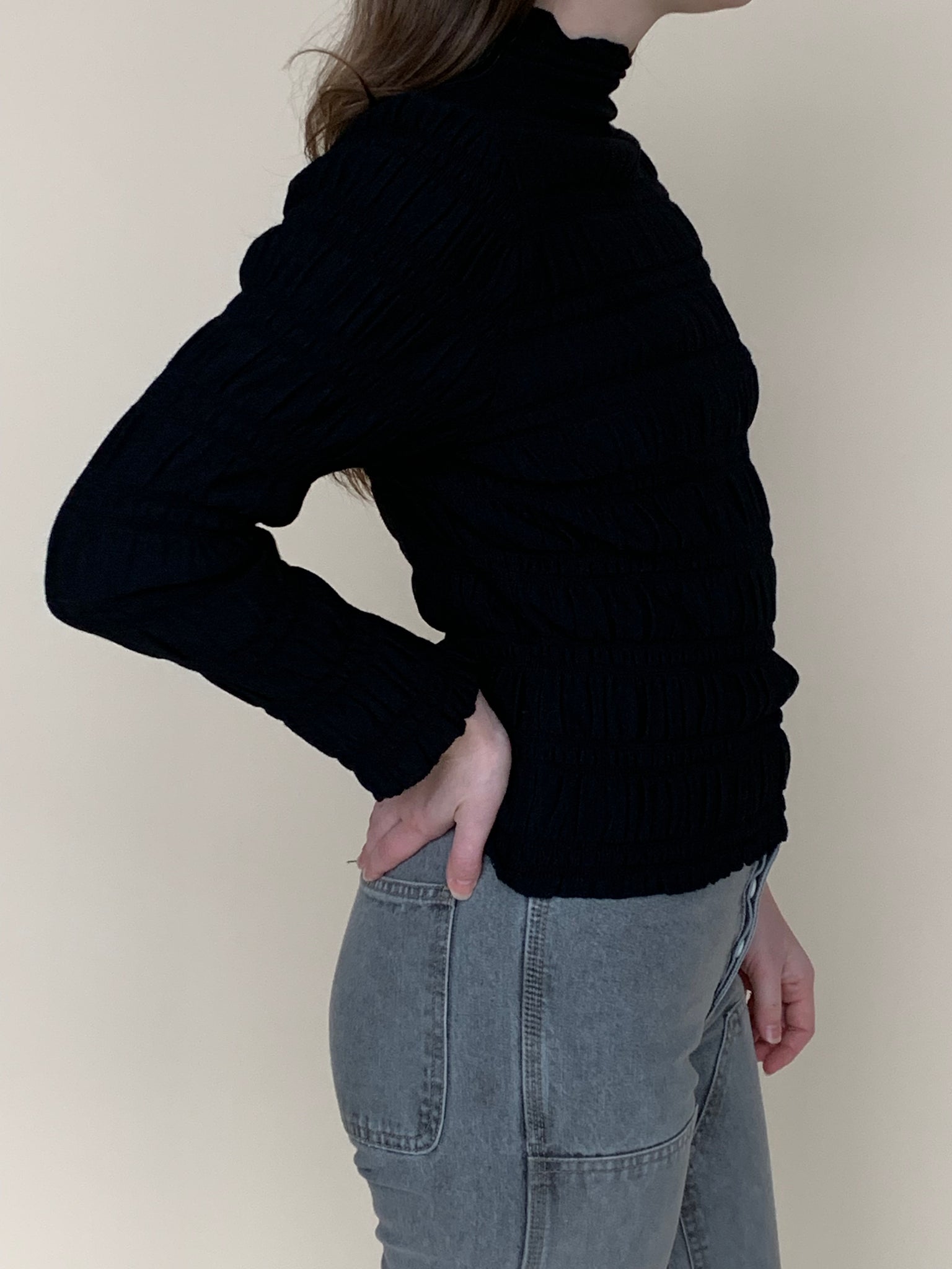 St. John ruched turtleneck top