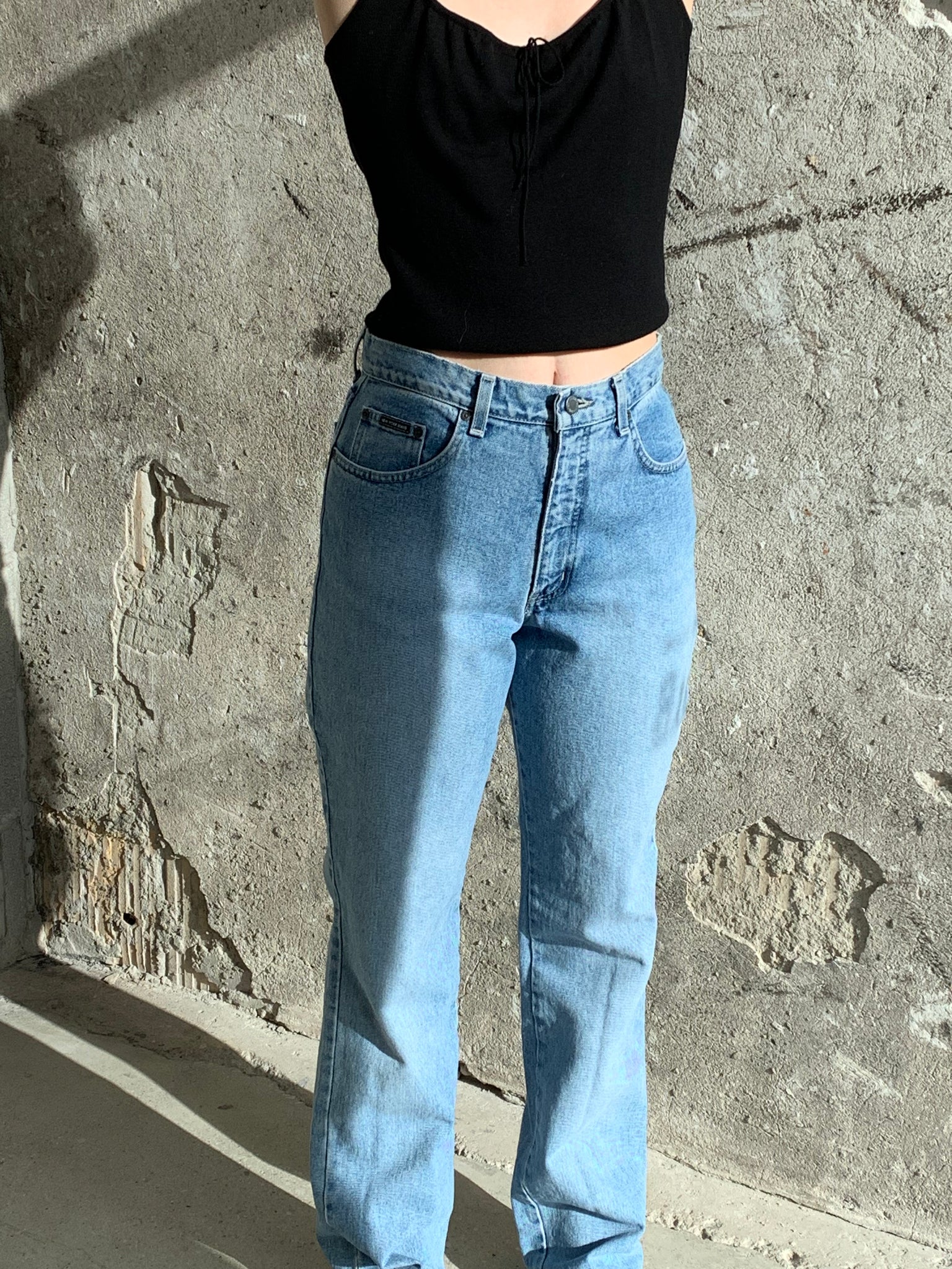 light blue bootcut jeans