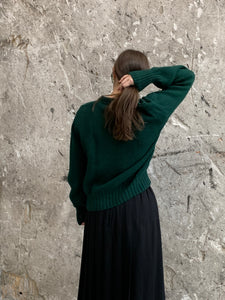 green vneck wool sweater