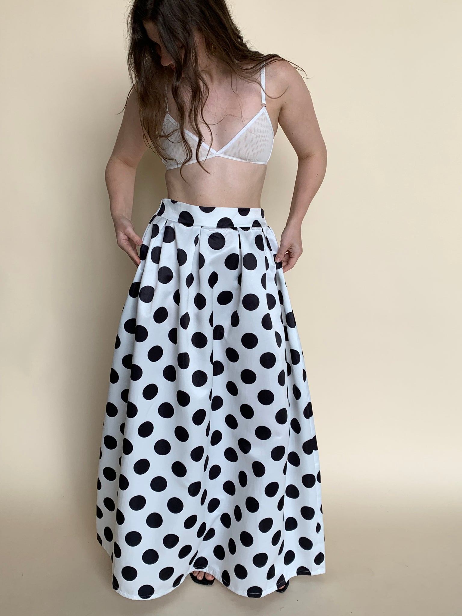 satin polka dot skirt dress