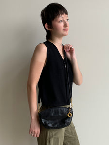 Black leather shoulder bag