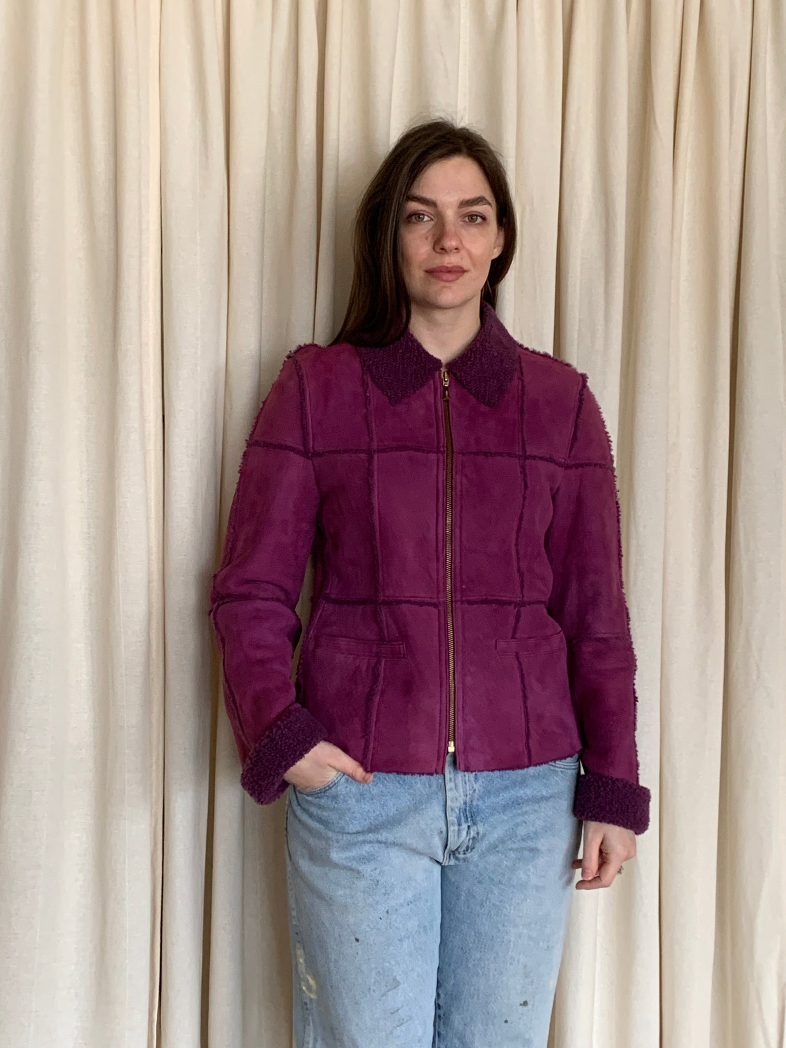 Purple sheepskin jacket