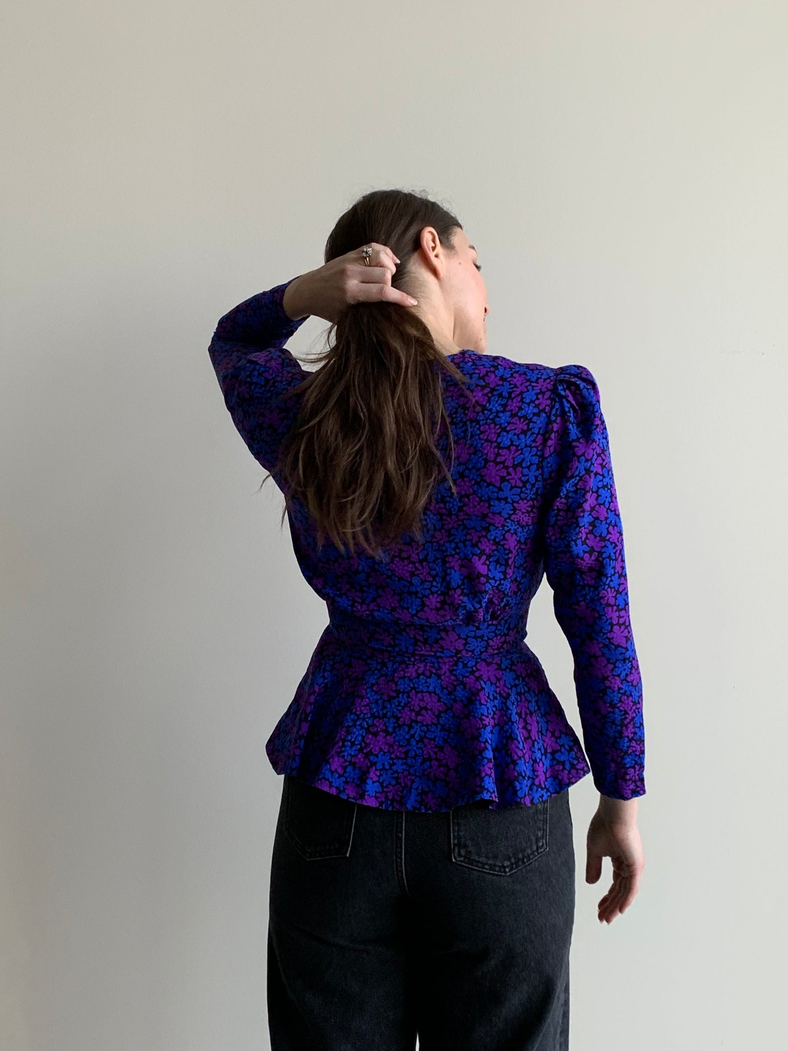 floral silk peplum blouse