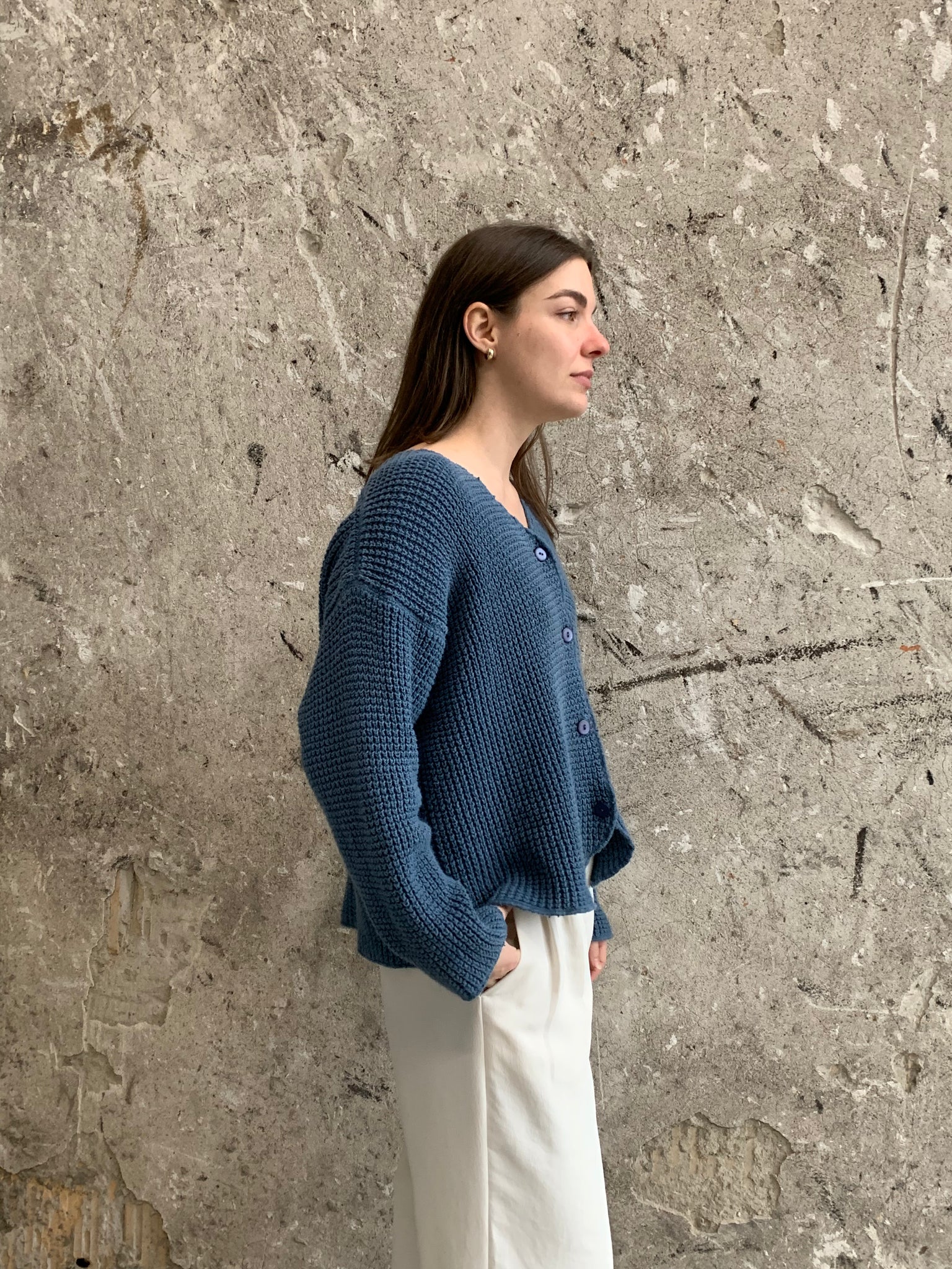 square knit cardigan