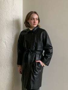 Black leather trench