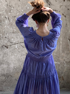 periwinkle shirred vintage dress