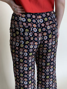 miu miu printed silk capri pants