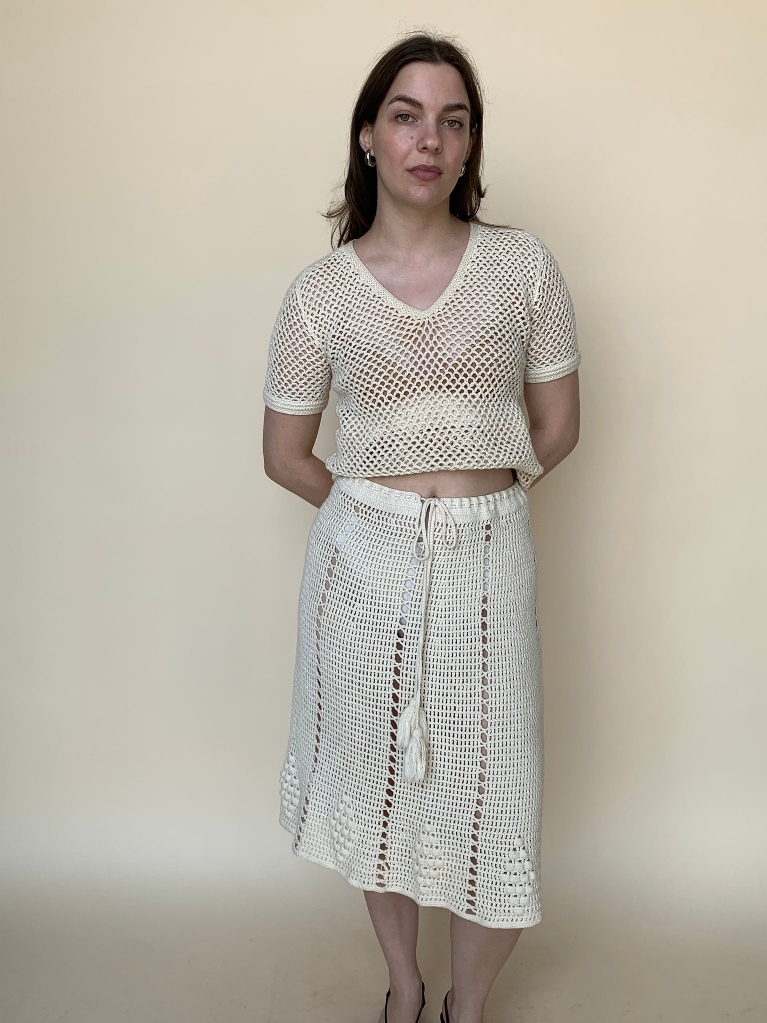 Cream crochet skirt