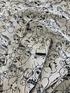 Caricature printed silk blouse