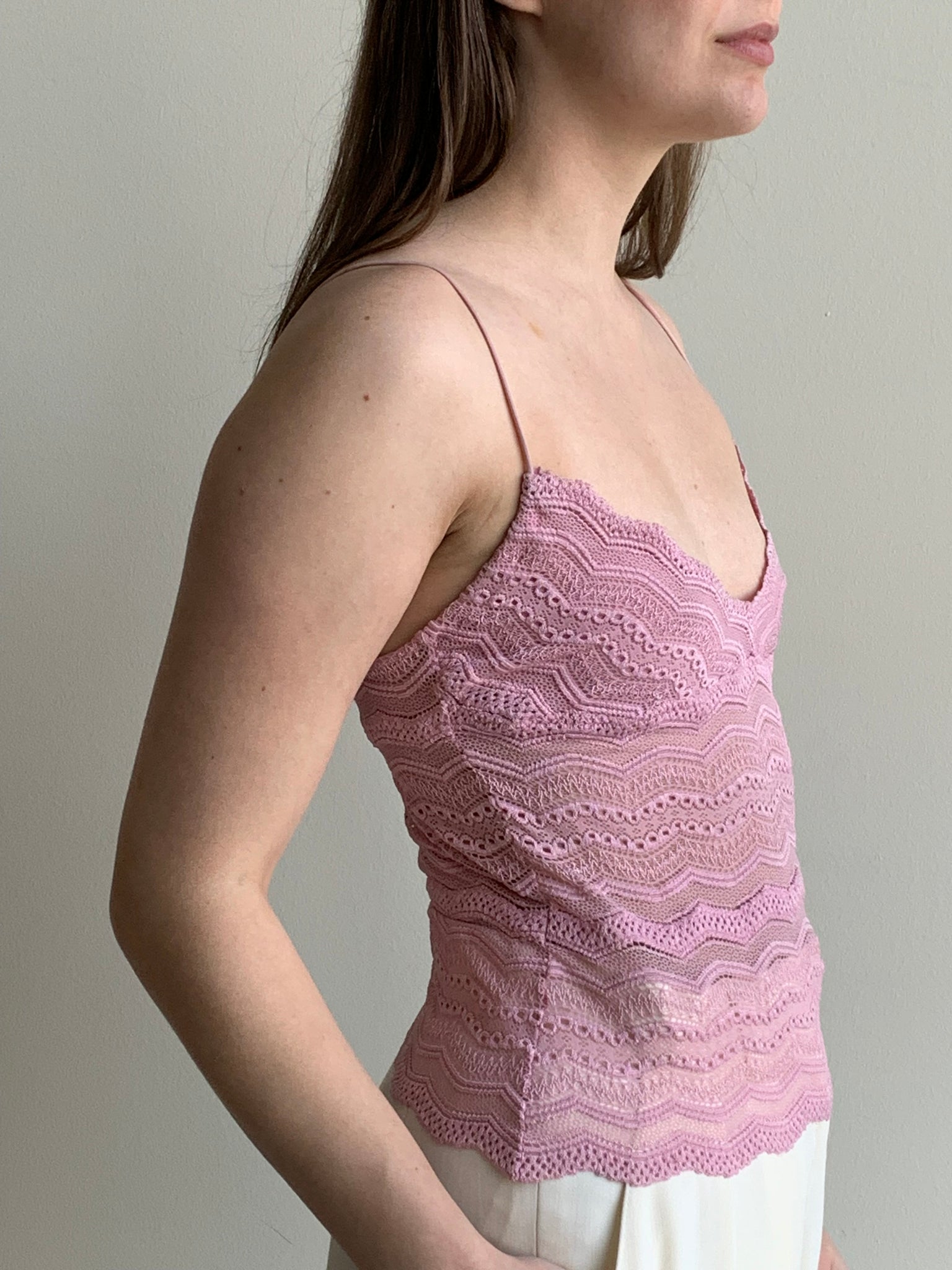 cosabella pink lace cami