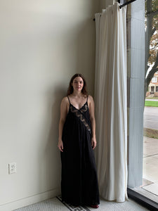 Black satin slip dress