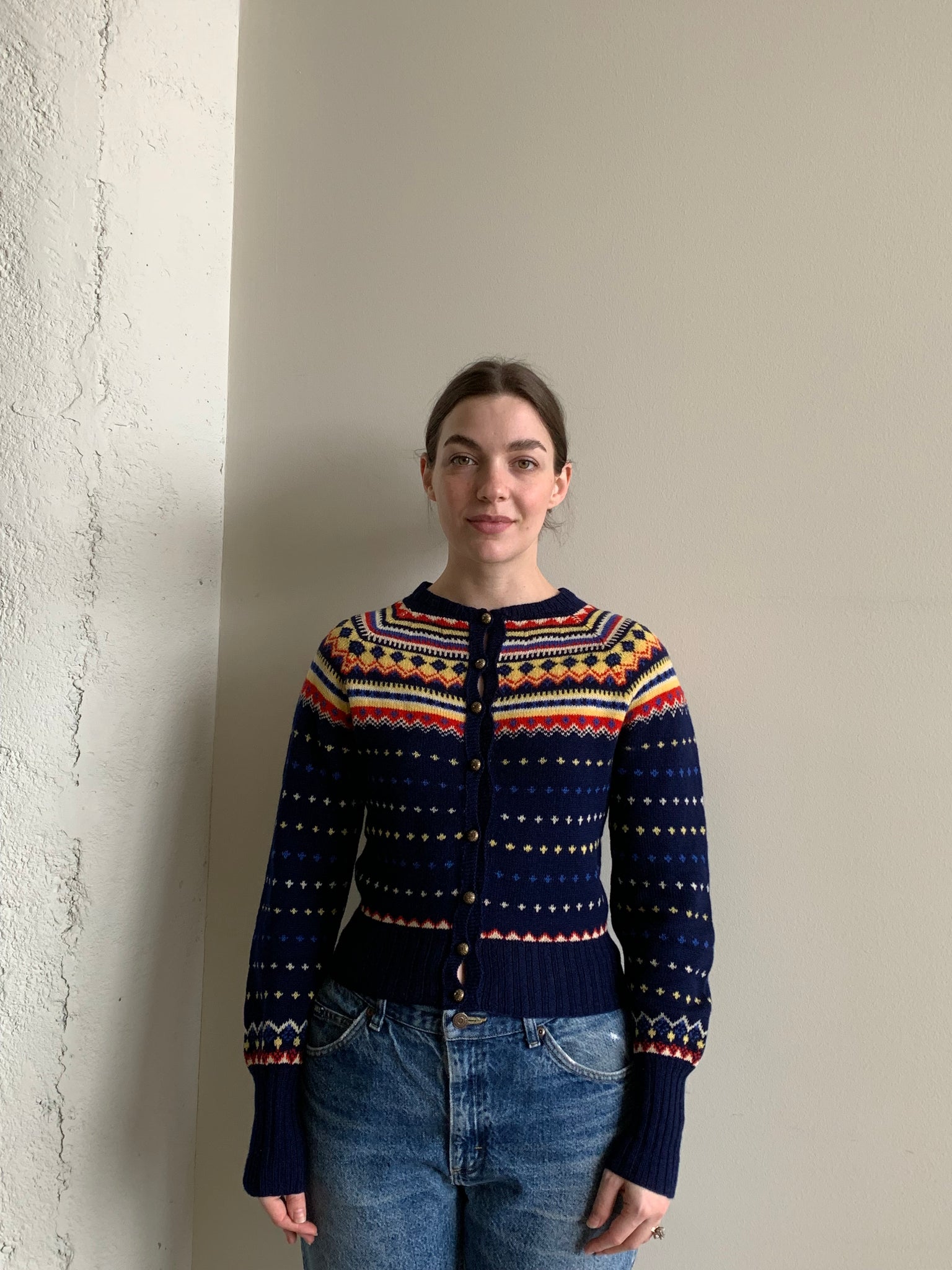 Danish vintage fair isle cardigan sweater