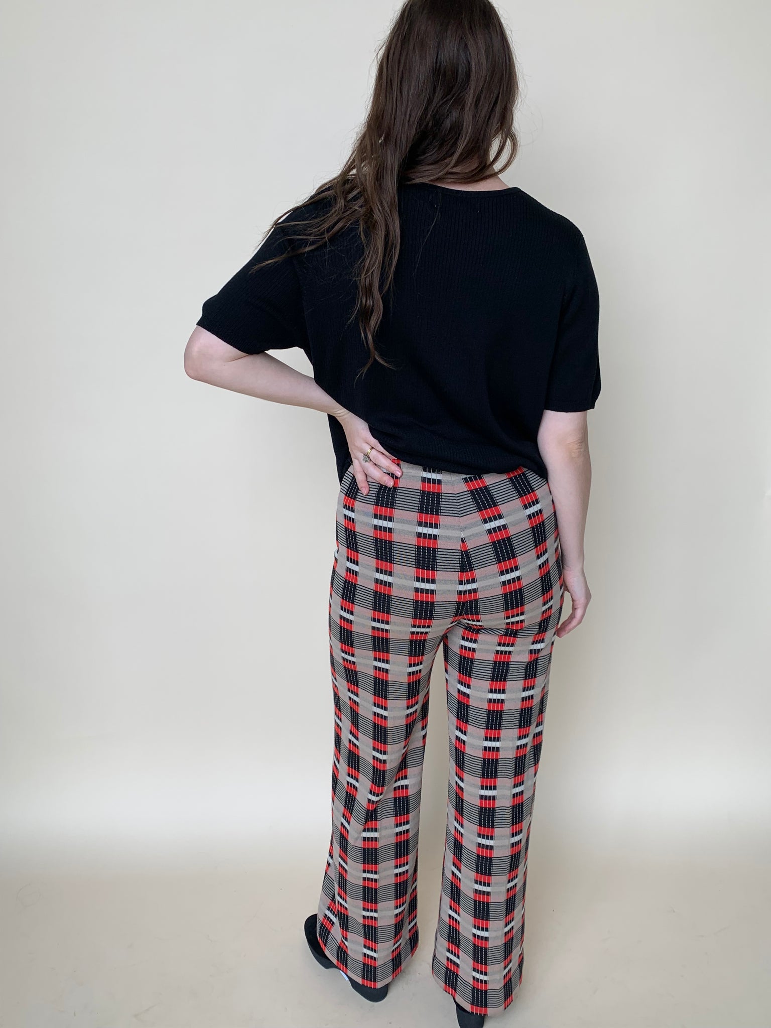 Plaid vintage knit pants