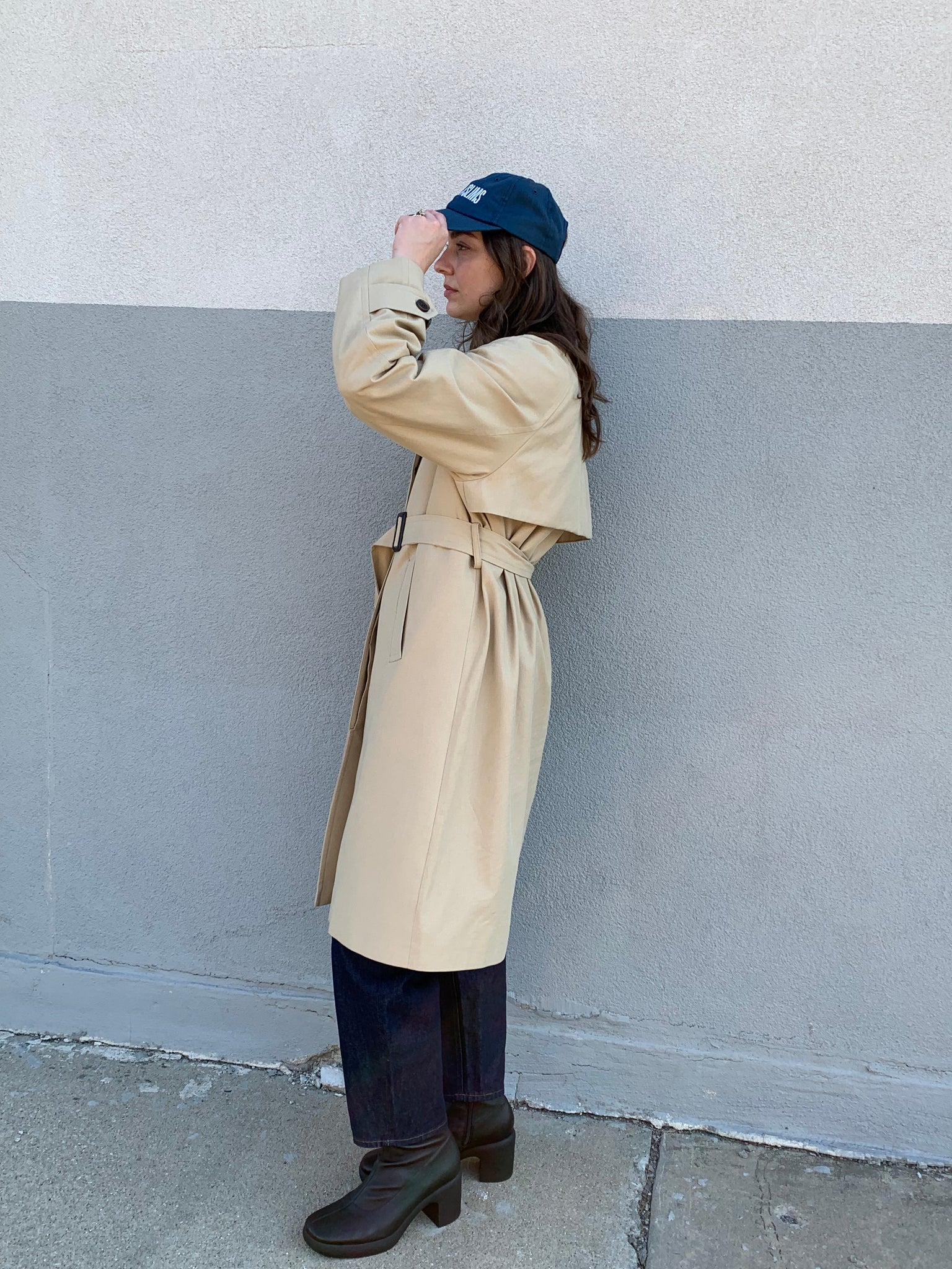 minimal khaki trench coat