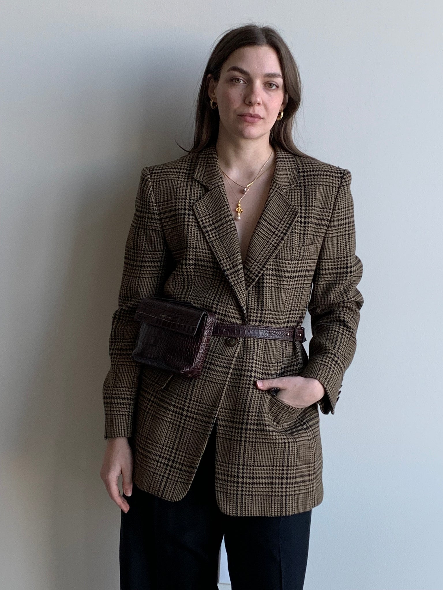 Jones brown houndstooth blazer