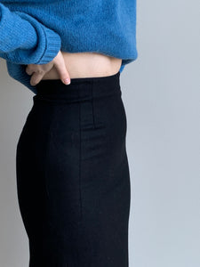 black cashmere midi skirt