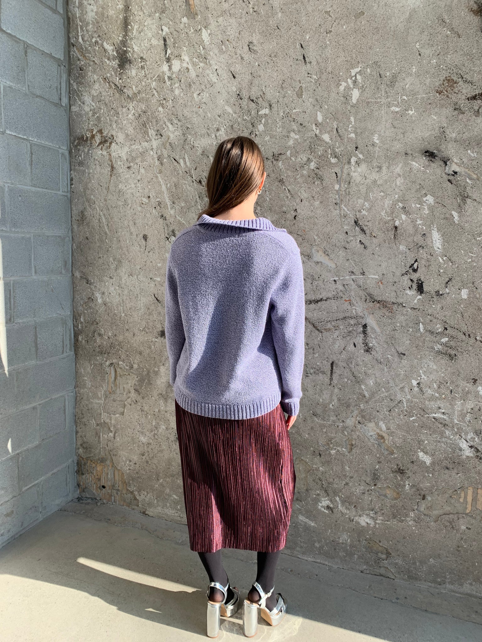 purple collared sweater