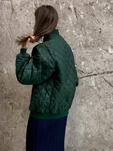 green quilted bomber jacket