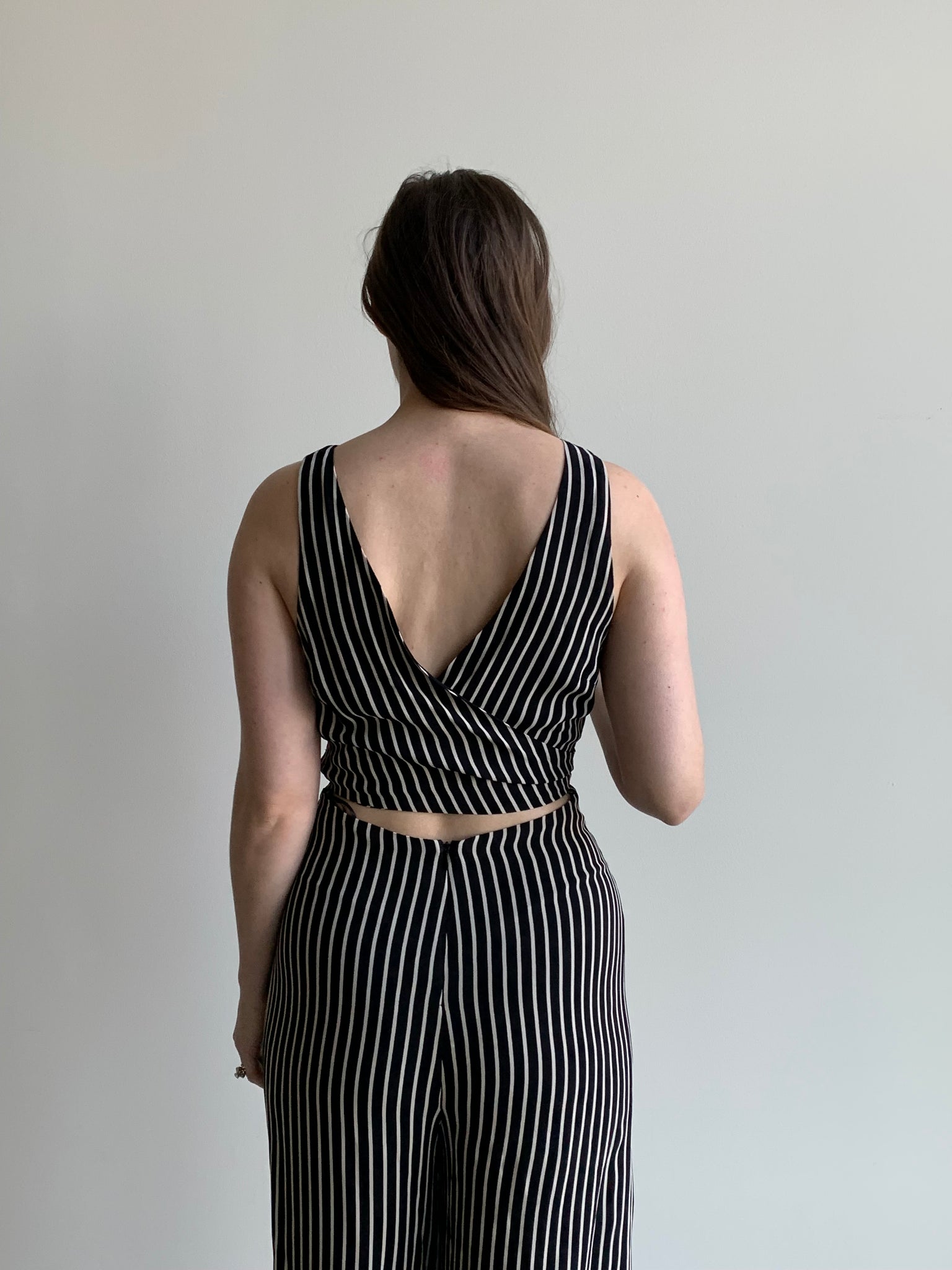 Reformation striped jumpsuit