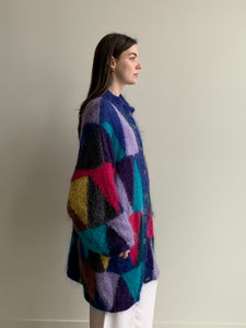 colorful fuzzy sweater coat