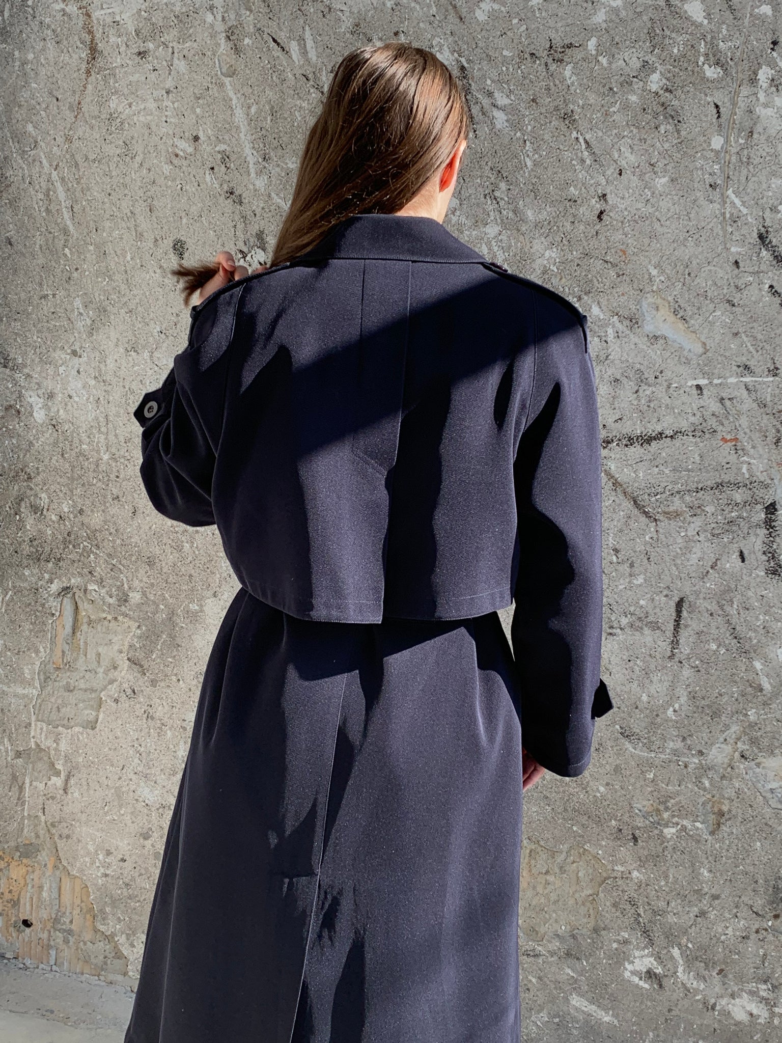 navy trench coat