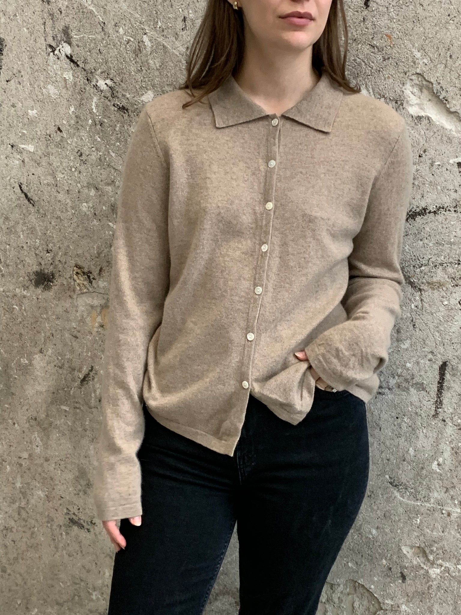 cashmere collared cardigan