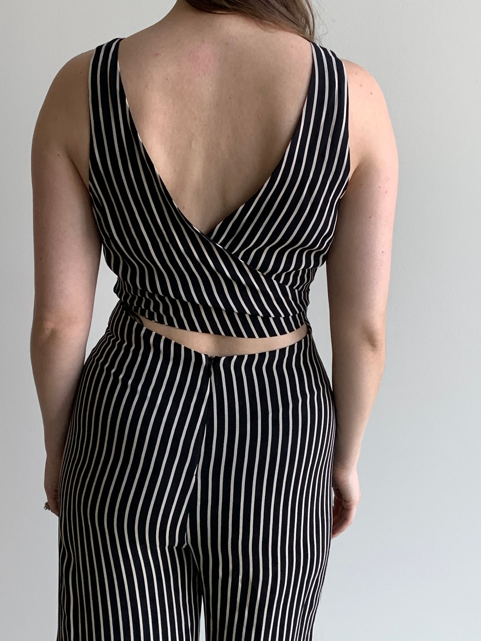 Reformation striped jumpsuit