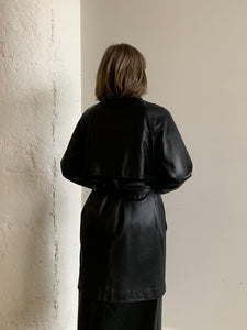 Black leather trench