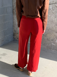 red straight leg pants