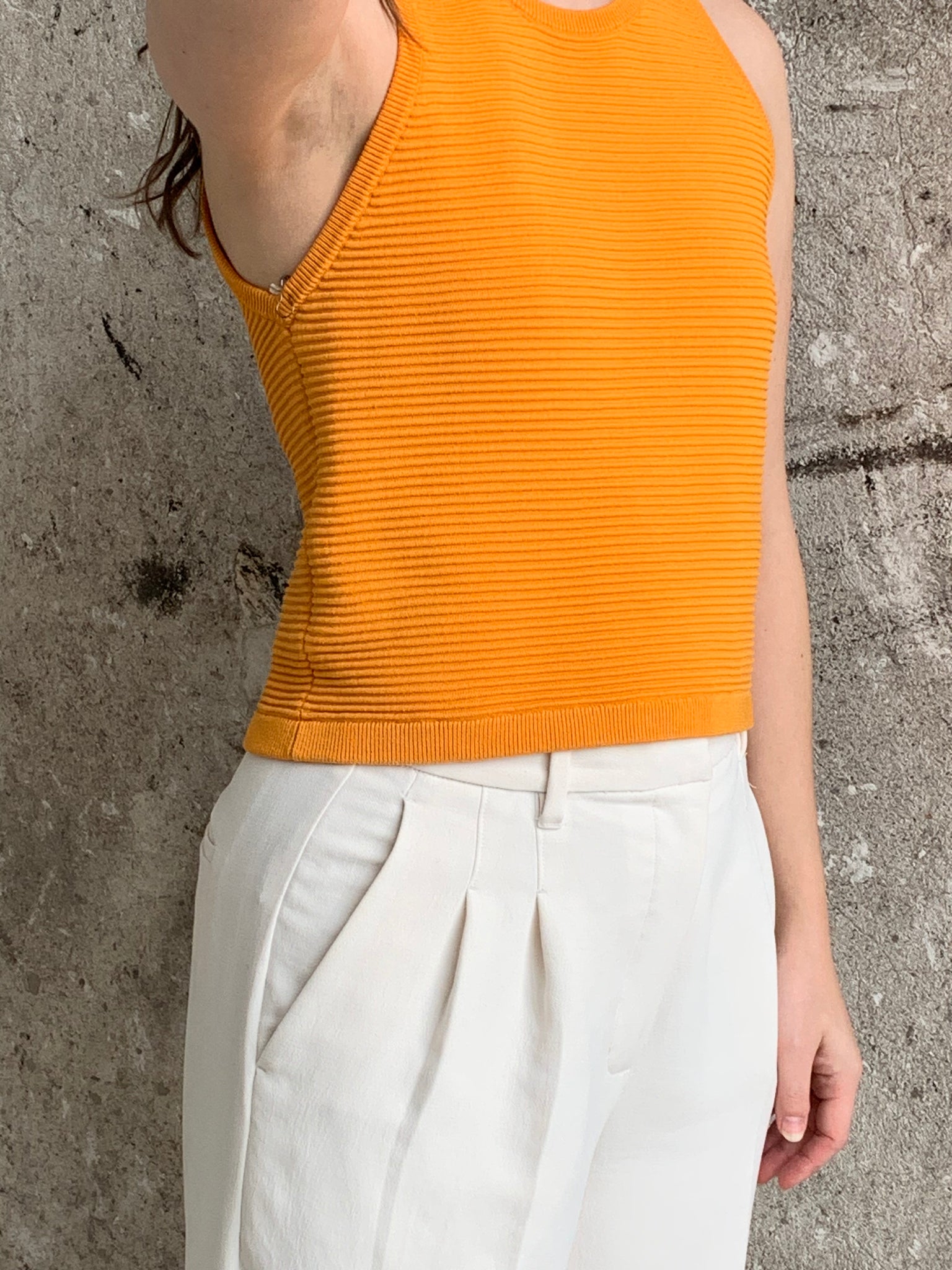 orange ribbed top