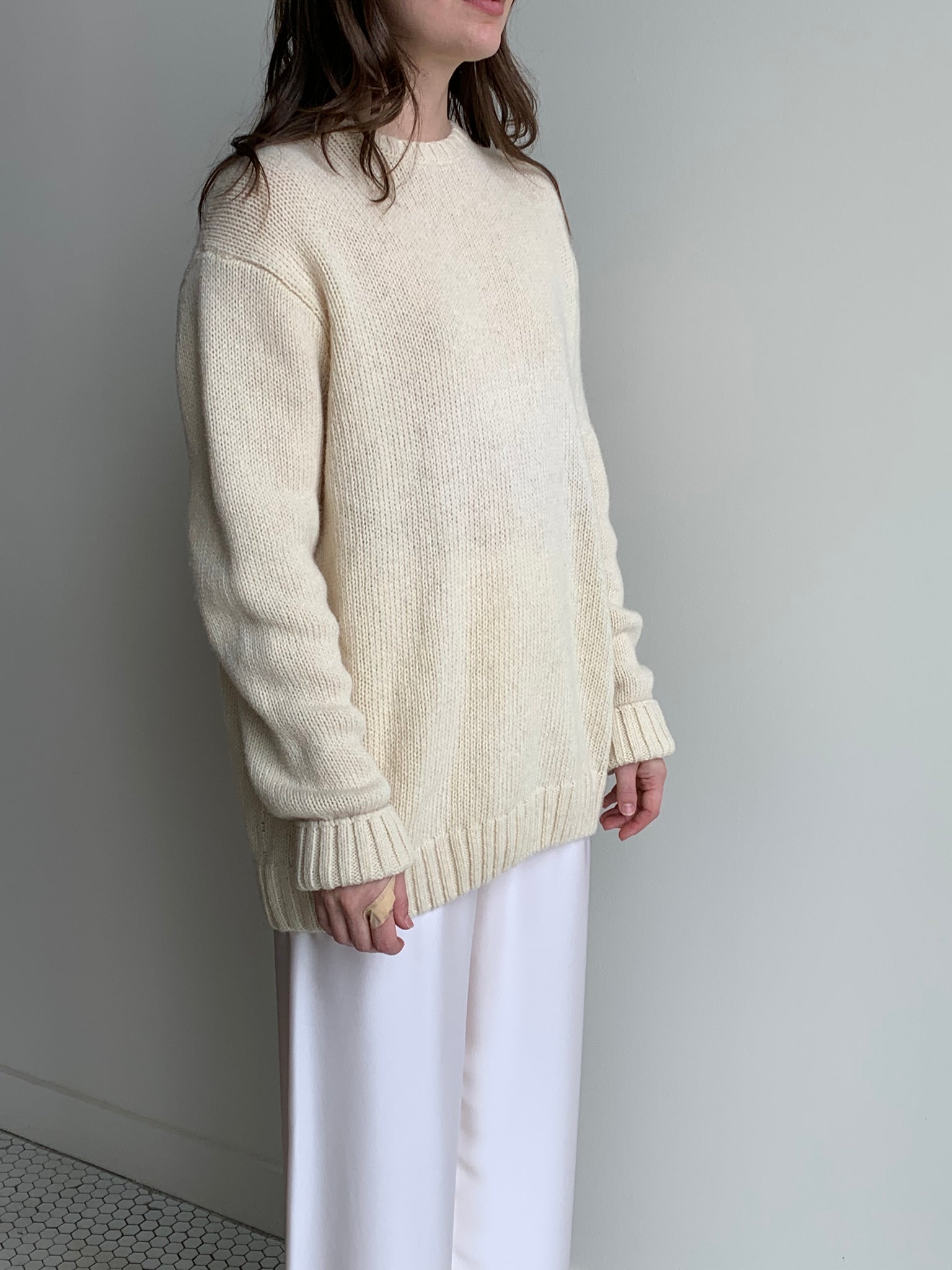 cream wool crew sweater