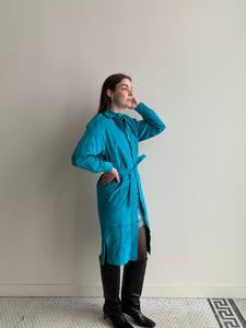 aqua suede jacket dress