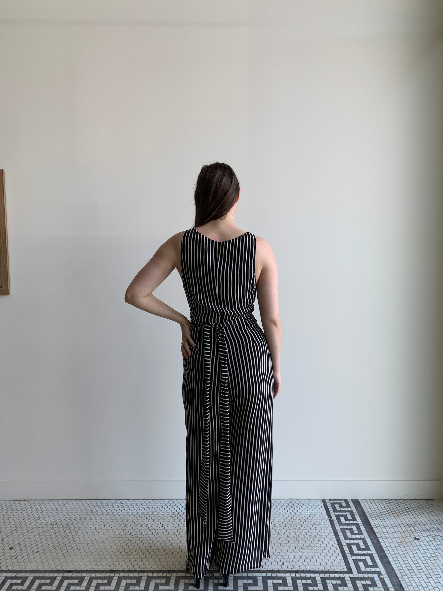 Reformation striped jumpsuit