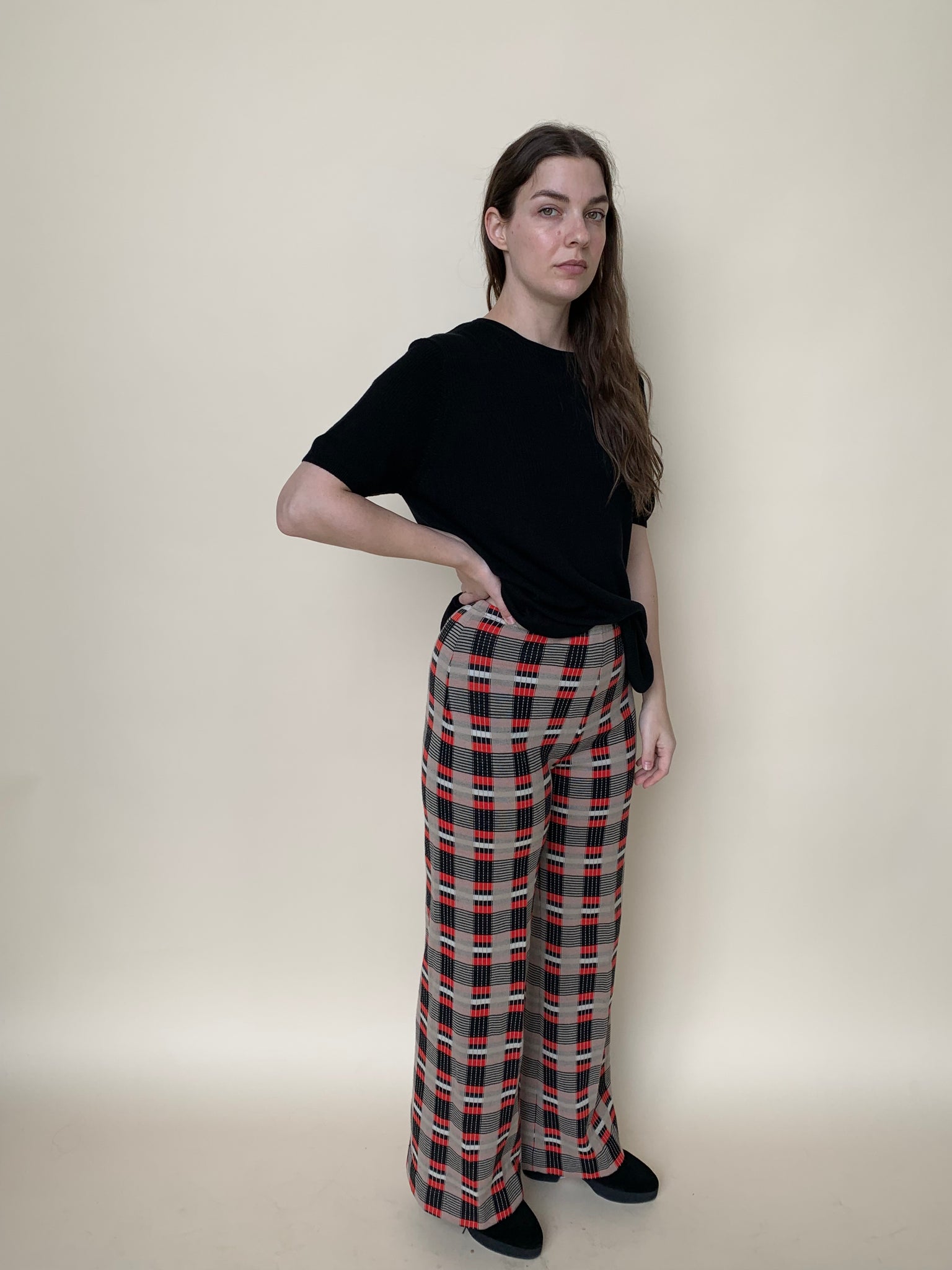 Plaid vintage knit pants