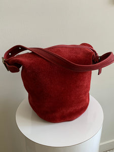 red suede Coach bag