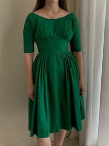 50s green taffeta dress