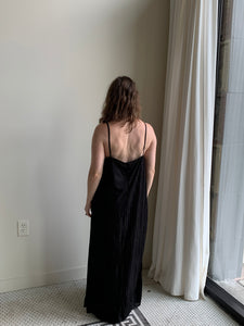 Black satin slip dress