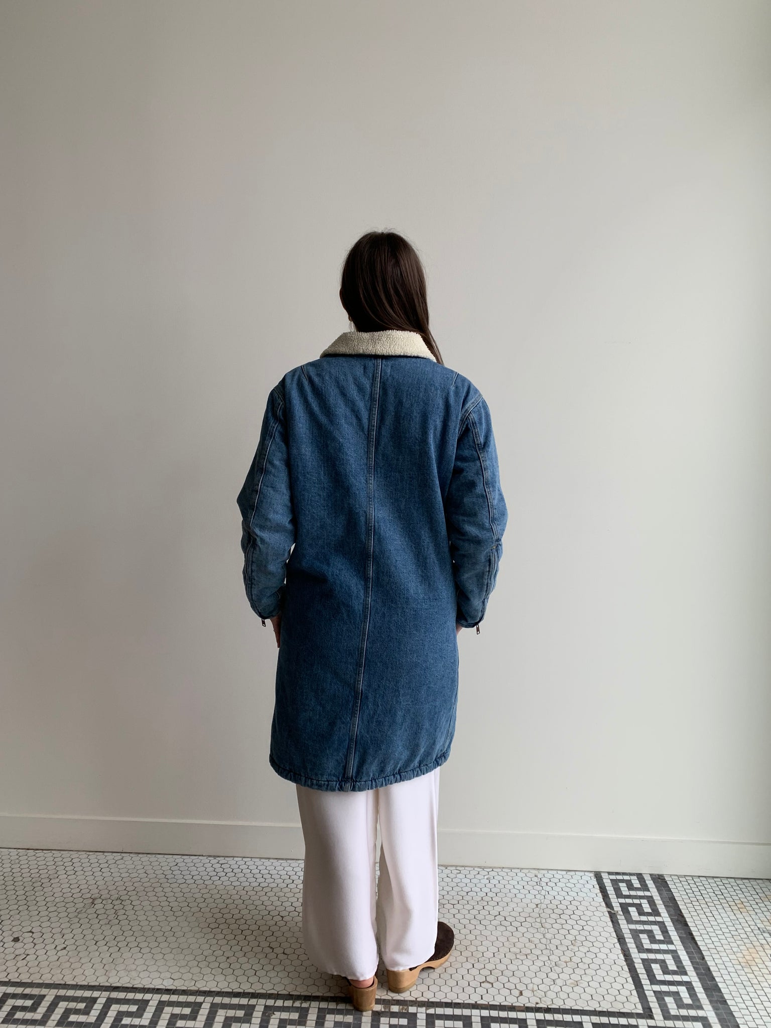 denim sherpa coat