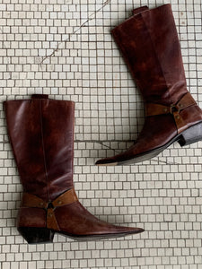 Brown harness boots